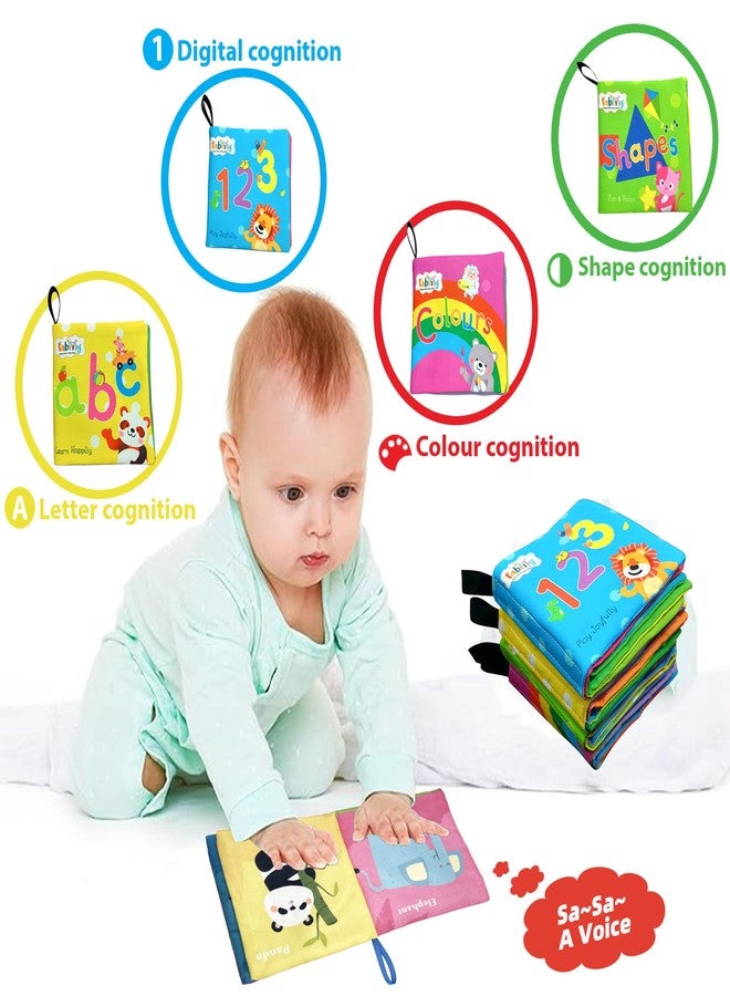 Fabrify 4-Book Set Comes with a Plastic Ring - Soft Sensory Cloth Books for Babies, Crinkle Sound & Washable, Early Learning Themes Alphabet,Shape,Color, Fruits,Numbers,Non-Toxic & Educator - Image 2